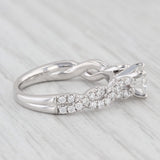 0.93ctw Round Diamond Twisted Rope Engagement Ring GIA Size 6 14k White Gold