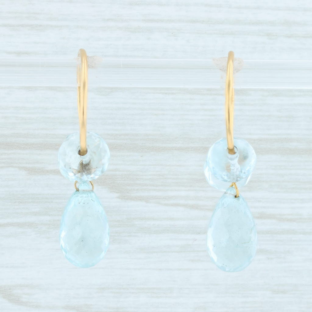 Aquamarine Briolette Drop Hoop Earrings 18k Yellow Gold Nordstrom Designer
