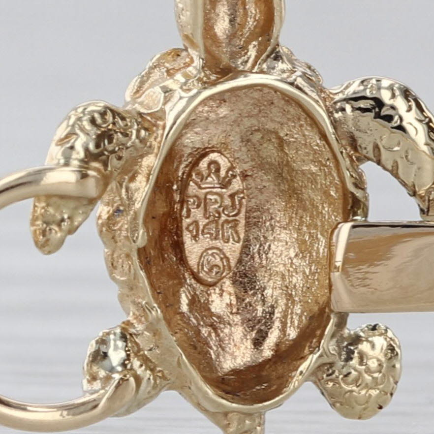 Seaturtle Bangle Bracelet 14k Yellow Gold 6.5" Hook Clasp Turtle