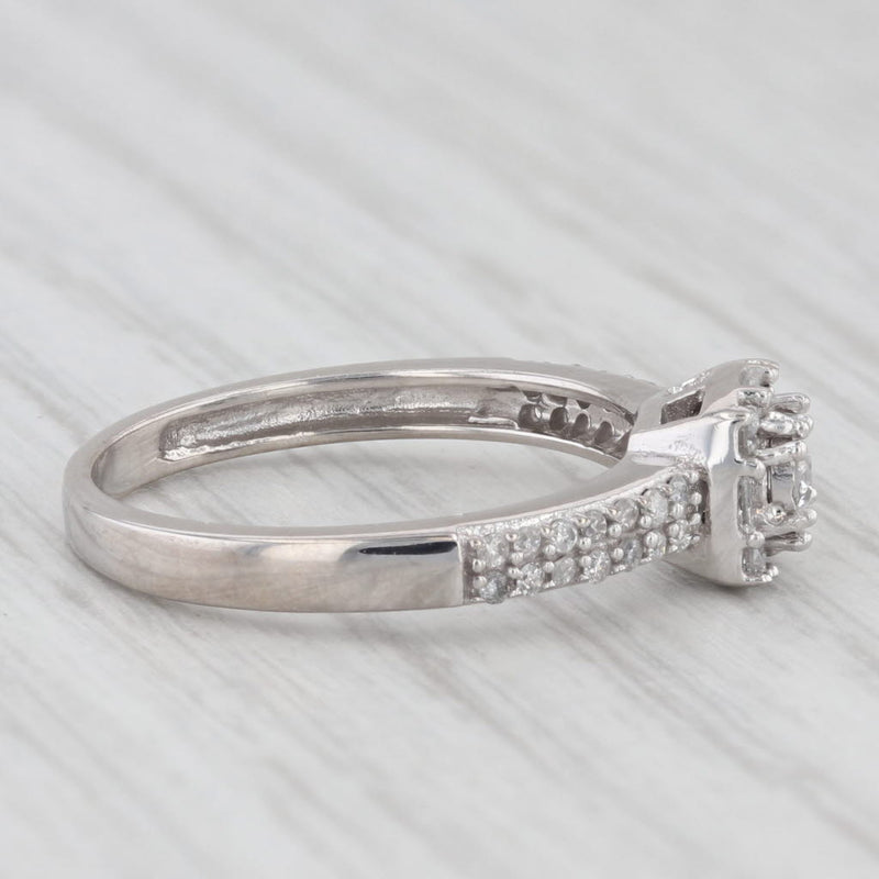 0.25ctw Round Diamond Halo Engagement Ring 10k White Gold Size 5