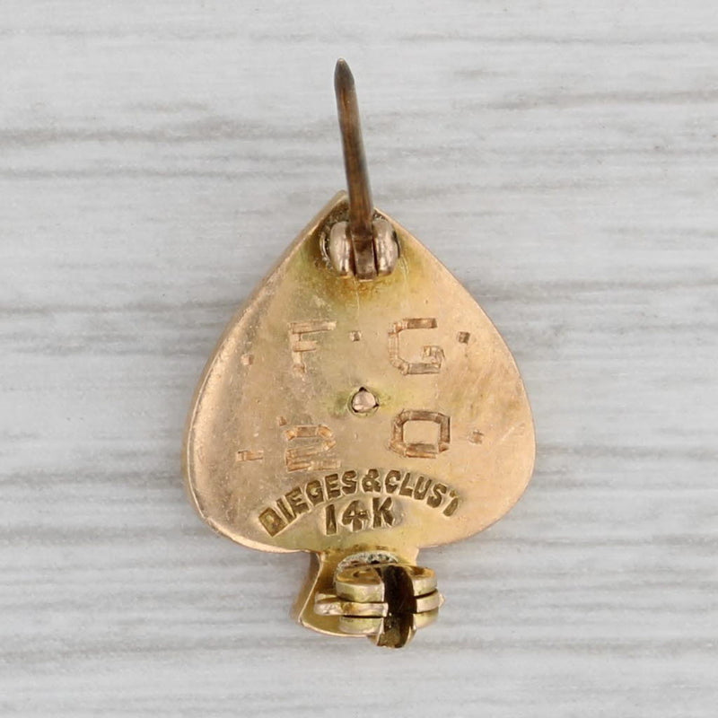 Gray Gamma Alpha Phi Skull Spade Badge 14k Gold Vintage Greek Sorority Pin