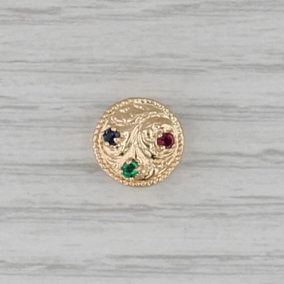 Old Victoria 0.12ct Gemstone Flower Slide Bracelet Charm 14k Yellow Gold Vintage