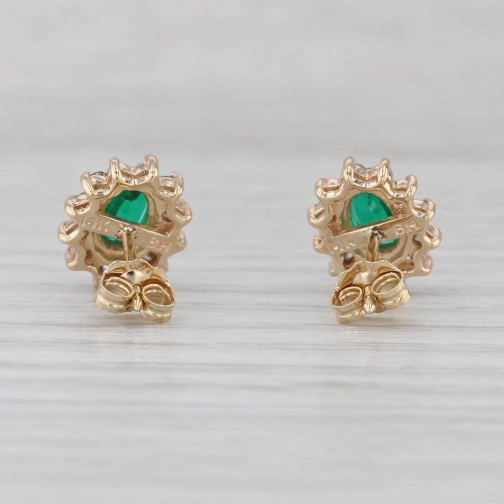 1.96ctw Simulated Emerald Diamond Halo Stud Earrings 14k Yellow Gold Studs