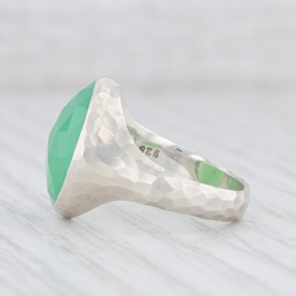 New Nina Nguyen Green Chrysoprase Ring Balance Sterling Silver Hammered Size 7