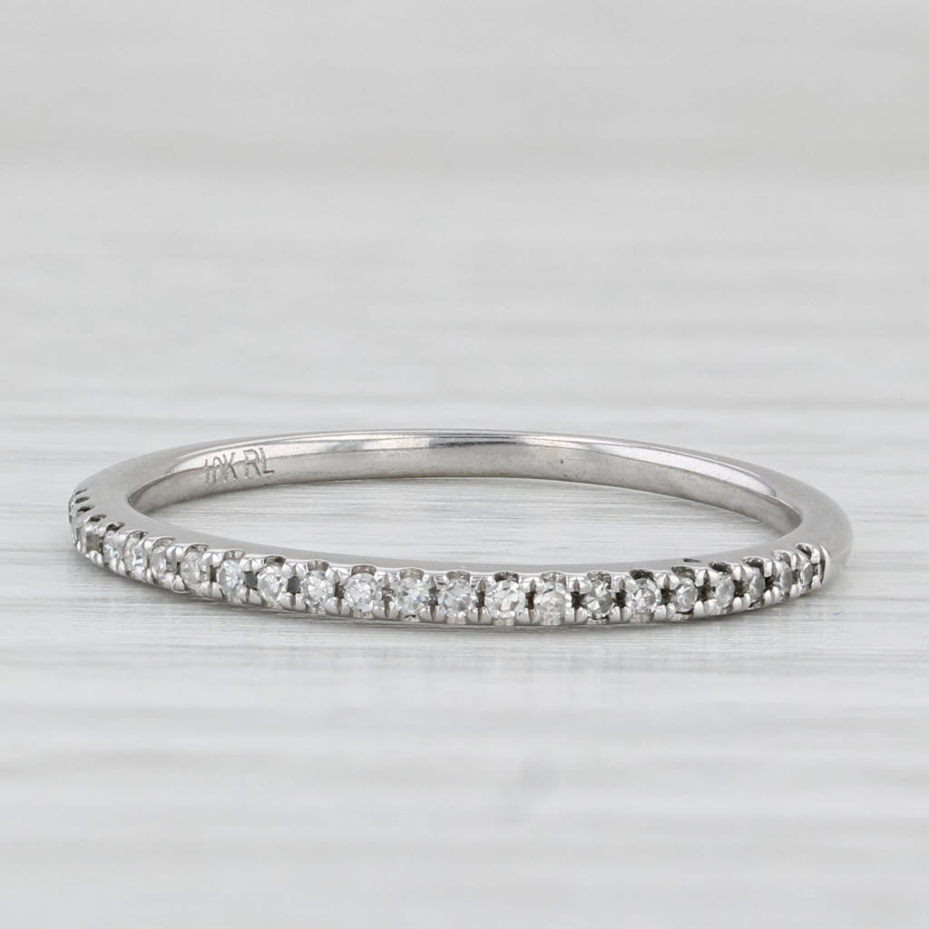 Light Gray 0.10ctw Diamond Wedding Band 10k White Gold Size 7 Stackable Ring