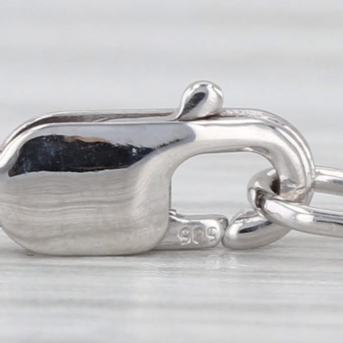 0.42ct Round Diamond Solitaire Pendant Necklace 14k White Gold 15.5" Cable Chain