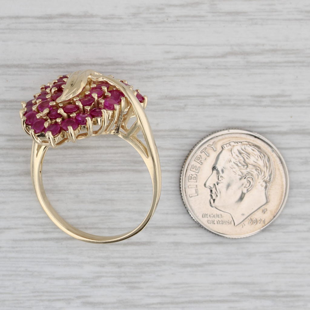 Gray 2.60ctw Ruby Cluster Ring 10k Yellow Gold Size 9.25 Cocktail