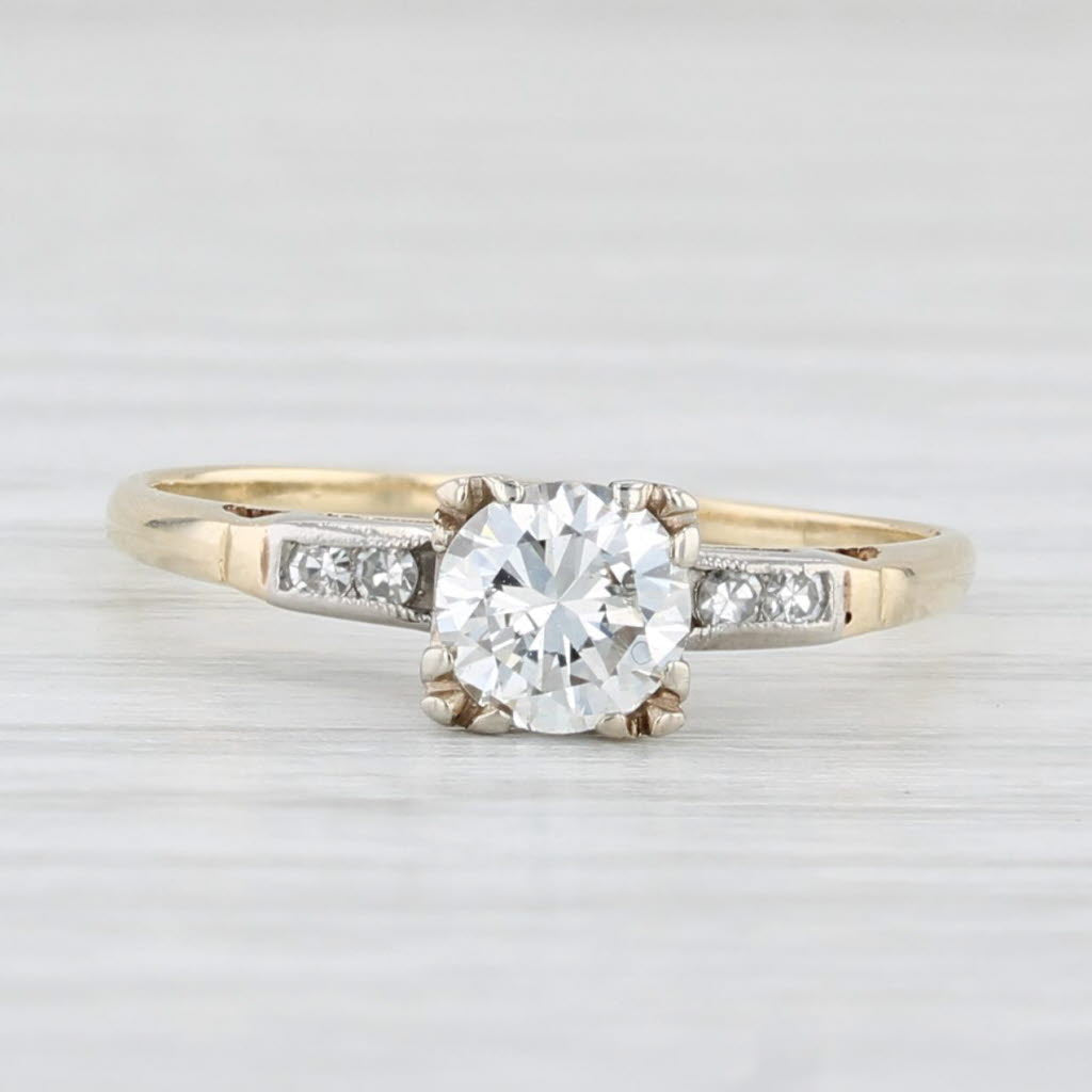 Light Gray Vintage 0.56ctw Diamond Engagement Ring 14k Yellow White Gold Size 6