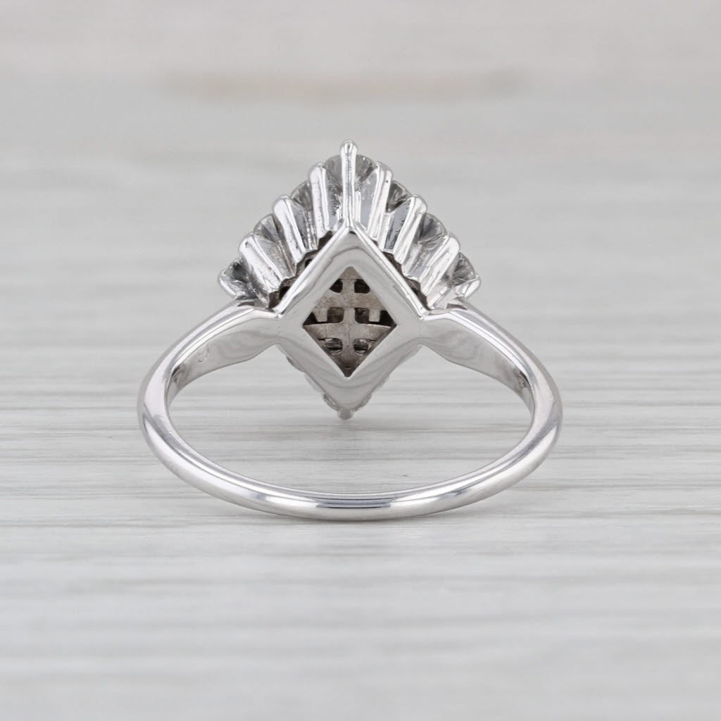2.06ctw Diamond Cluster Ring 18k White Gold Size 4.75 engagement