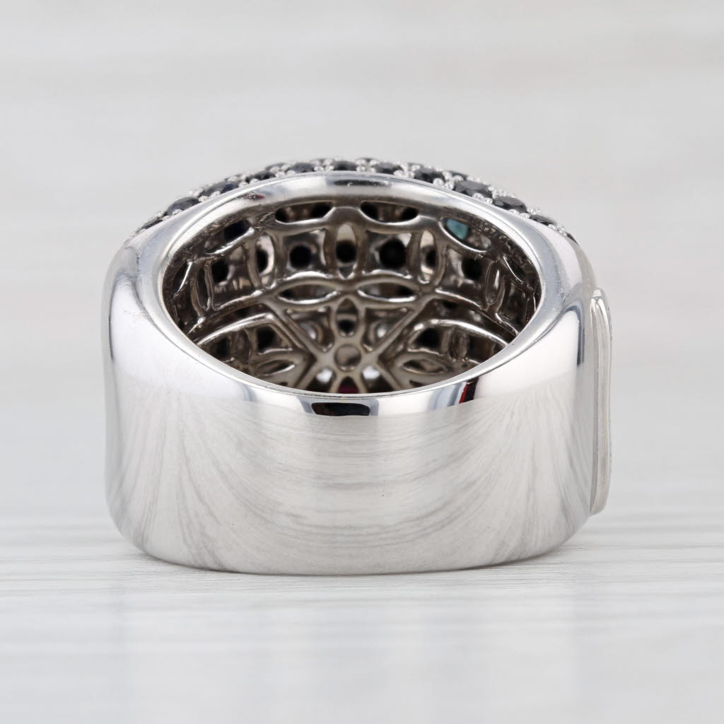 Roberto Coin Sapphire Diamond Flower Ring 18k White Gold Size 7.5 Cocktail