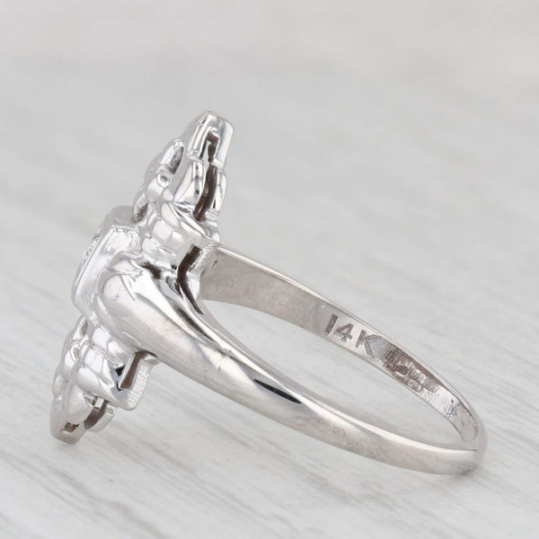 Vintage Ornate Floral Diamond Ring 14k White Gold Size 6