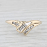 0.102ctw Diamond Contoured V Ring 10k Yellow Gold Size 8 Stackable Wedding