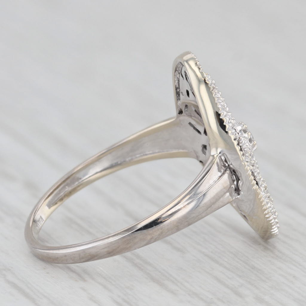 Gray Diamond Flower Ring 14k White Gold Ornate Openwork Size 7.25