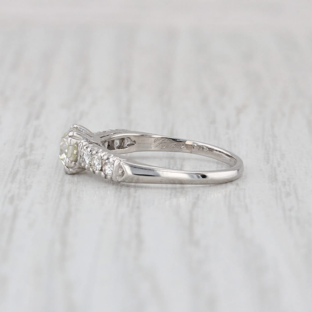 Vintage 0.77ctw Old European Diamond Engagement Ring Platinum Size 5.5
