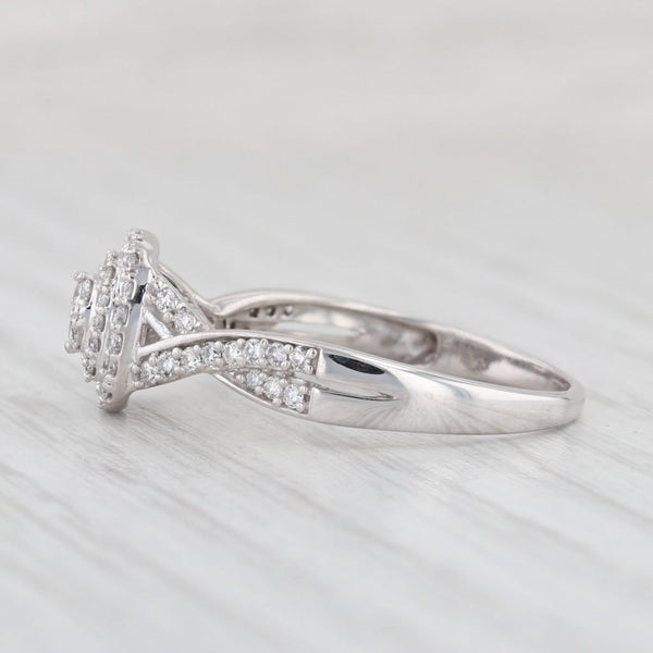 0.40ctw Diamond Princess Engagement Ring 10k White Gold Size 9.25