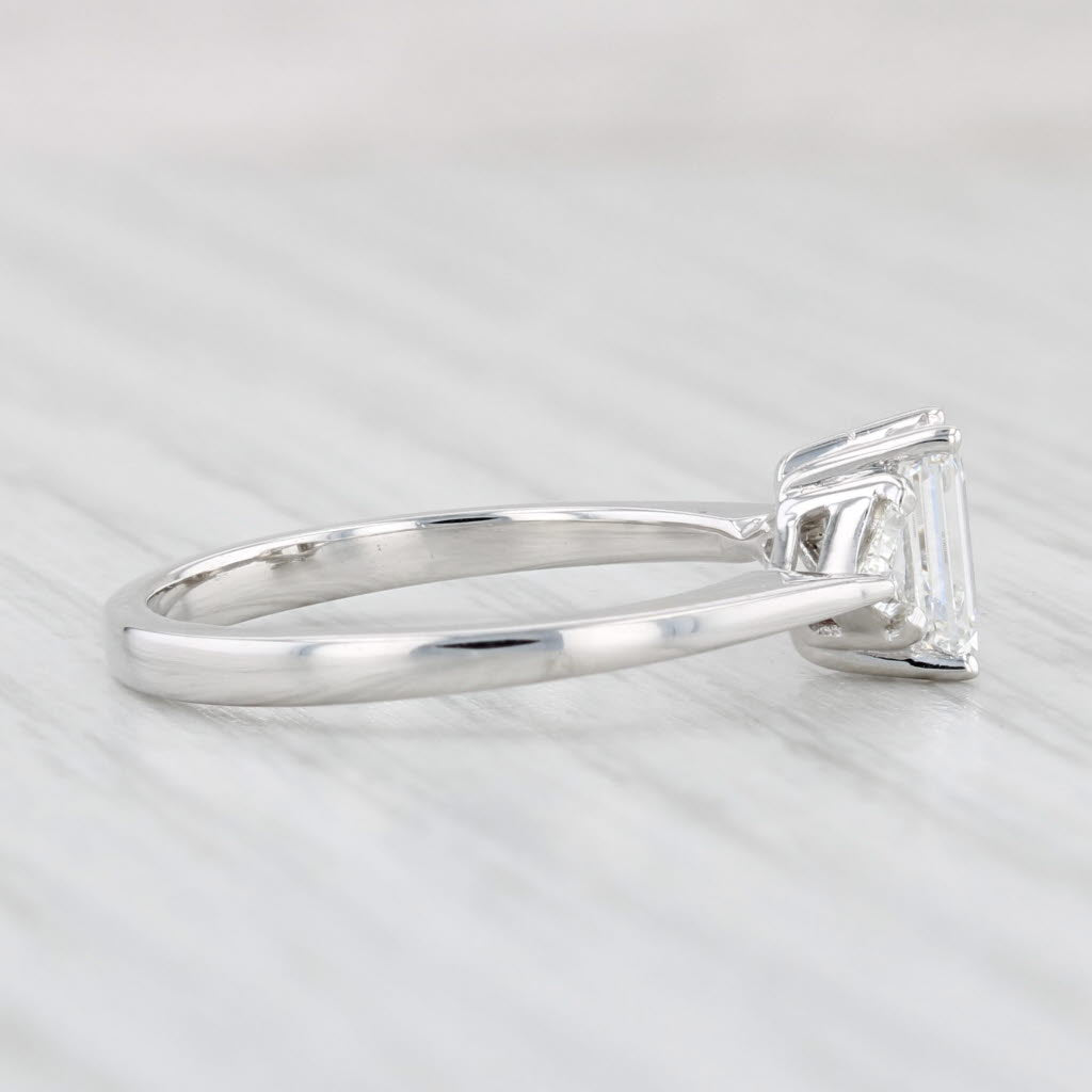 Light Gray 0.81ctw Emerald Cut Diamond Engagement Ring 14k White Gold Size 6.25 GSI