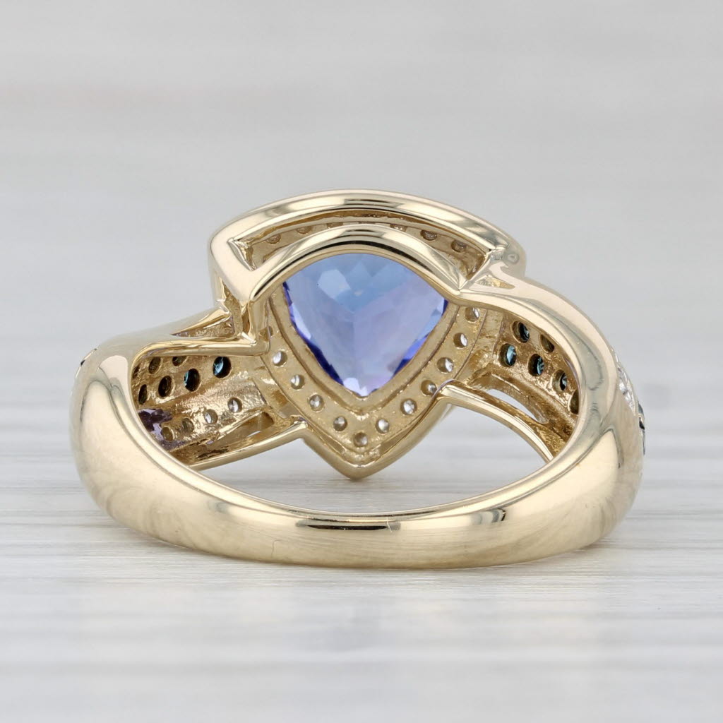 Gray 1.98ctw Tanzanite Blue White Diamond Halo Ring 10k Yellow Gold Size 5.25