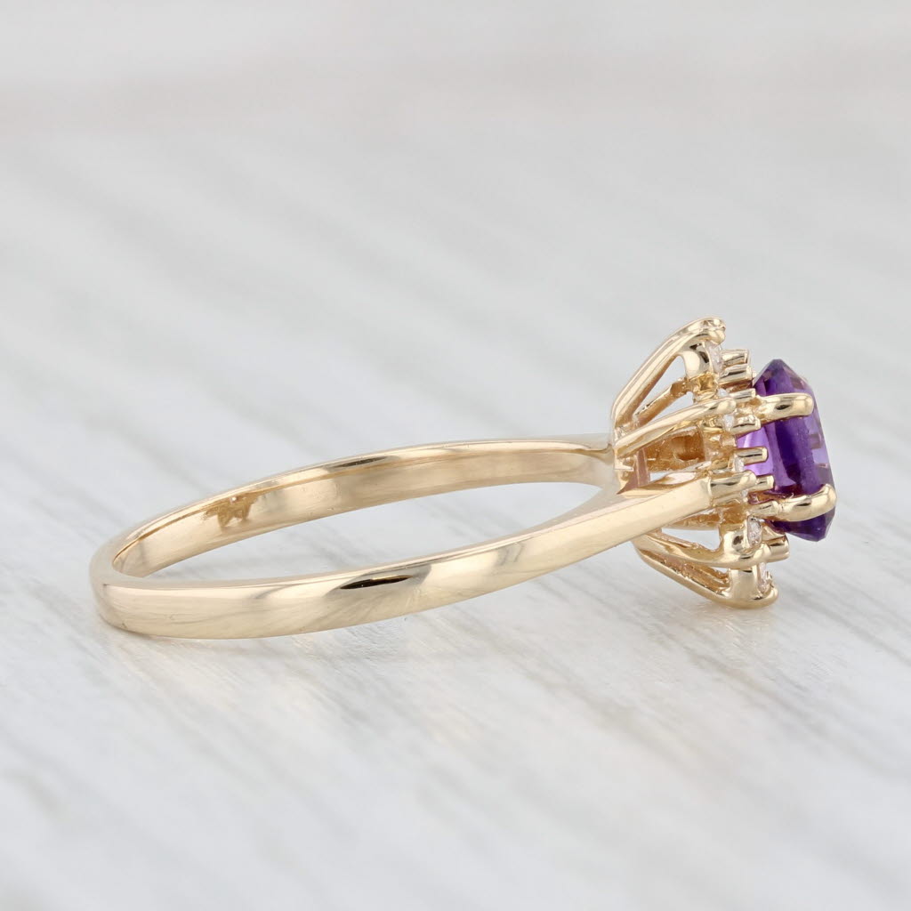 Light Gray 0.50ctw Amethyst Diamond Halo Ring 14k Yellow Gold Size 6