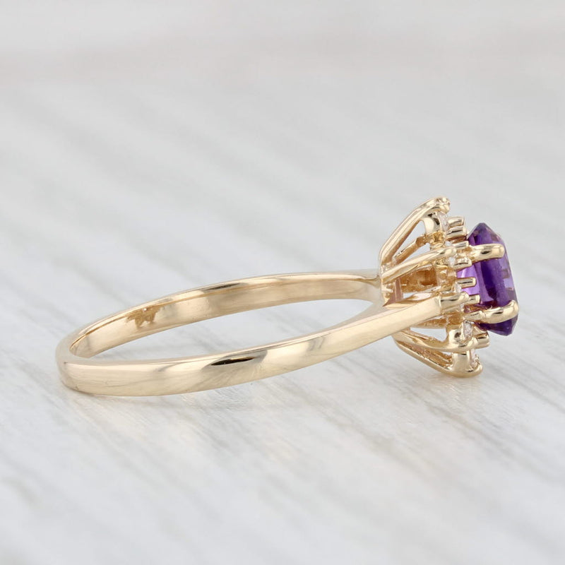 Light Gray 0.50ctw Amethyst Diamond Halo Ring 14k Yellow Gold Size 6