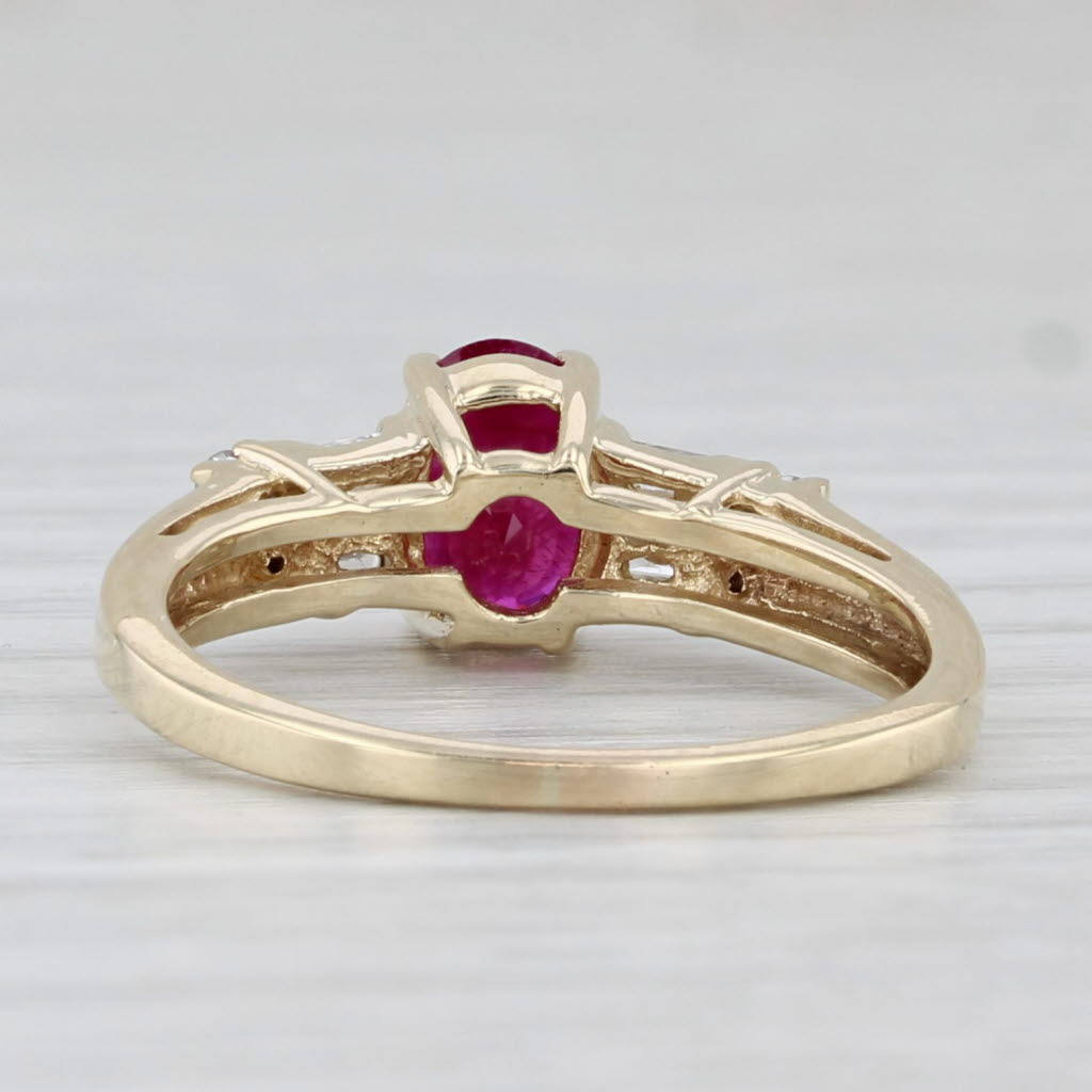 Light Gray 1.25ctw Oval Ruby Diamond Ring 10k Yellow Gold Size 6.25