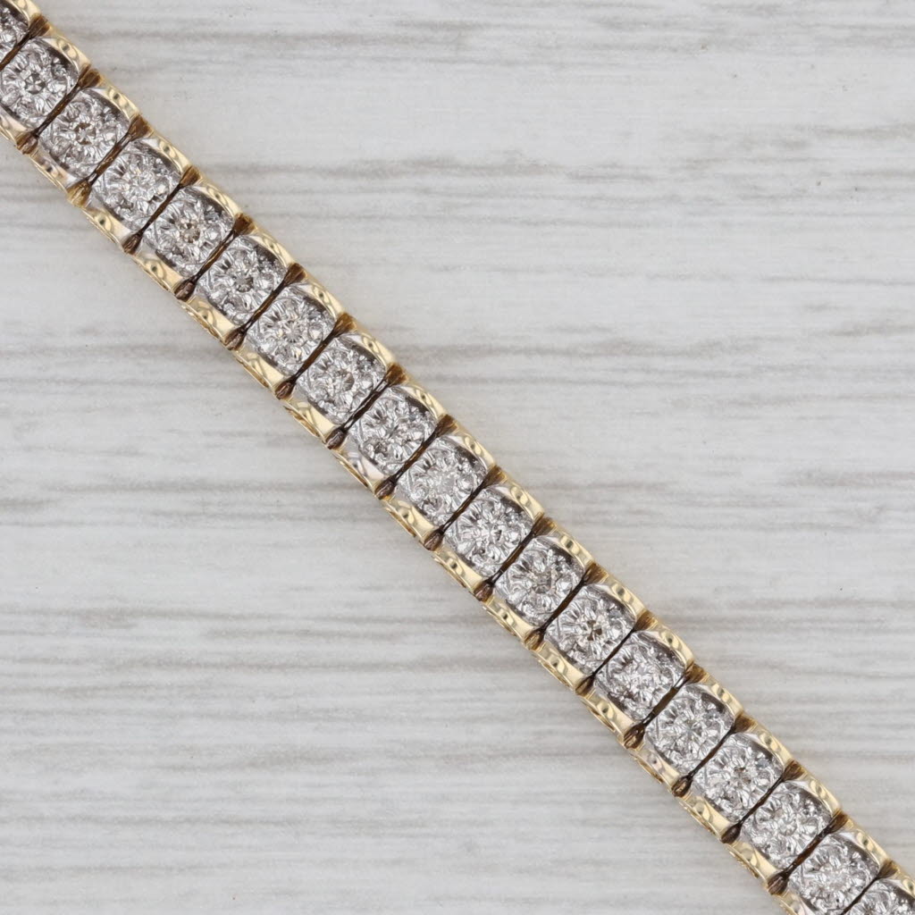 Gray 1ctw Diamond Tennis Bracelet 14k Yellow Gold 7.5” 4.8mm