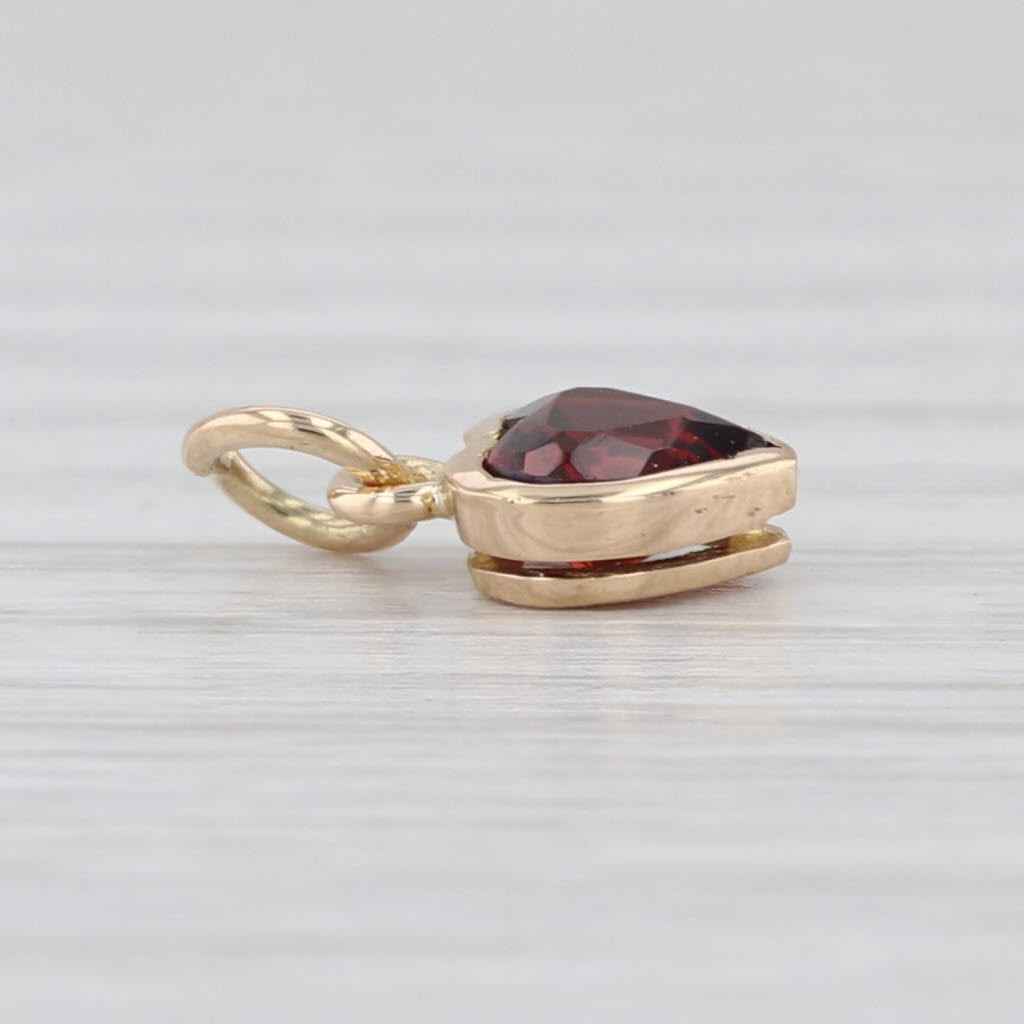 0.68ct Garnet Small Heart Charm 10k Yellow Gold January Birthstone Pendant