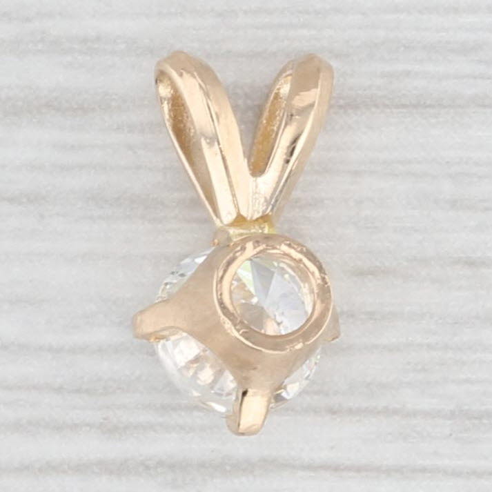 Light Gray 0.56ct Diamond Round Solitaire Pendant 14k Yellow Gold Small Drop