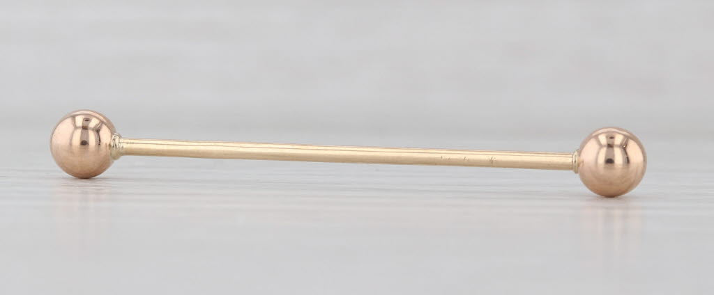 Barbell Body Piercing 14k Yellow Rose Gold Screw on Ball End 41.5x1.1mm 18 Gauge