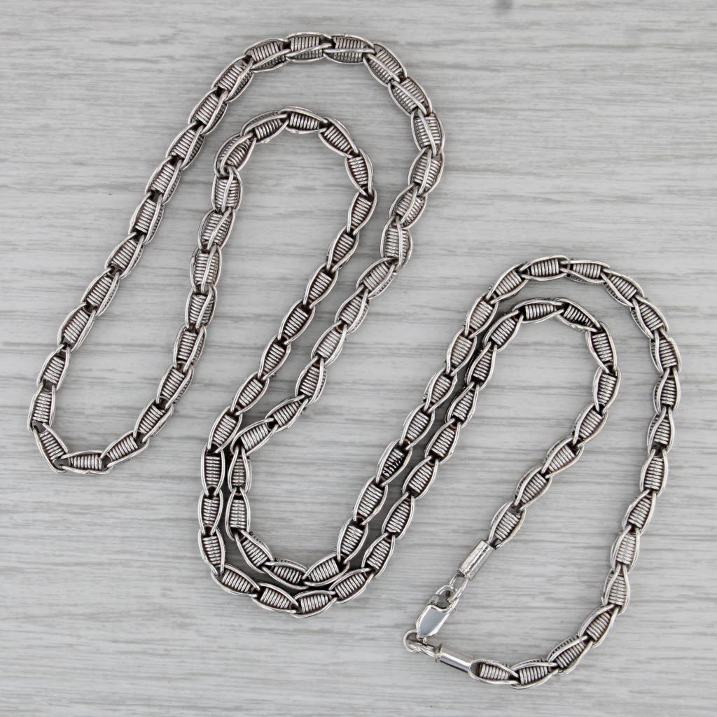 Long 31.25" Coiled Link Necklace Sterling Silver 5.7mm