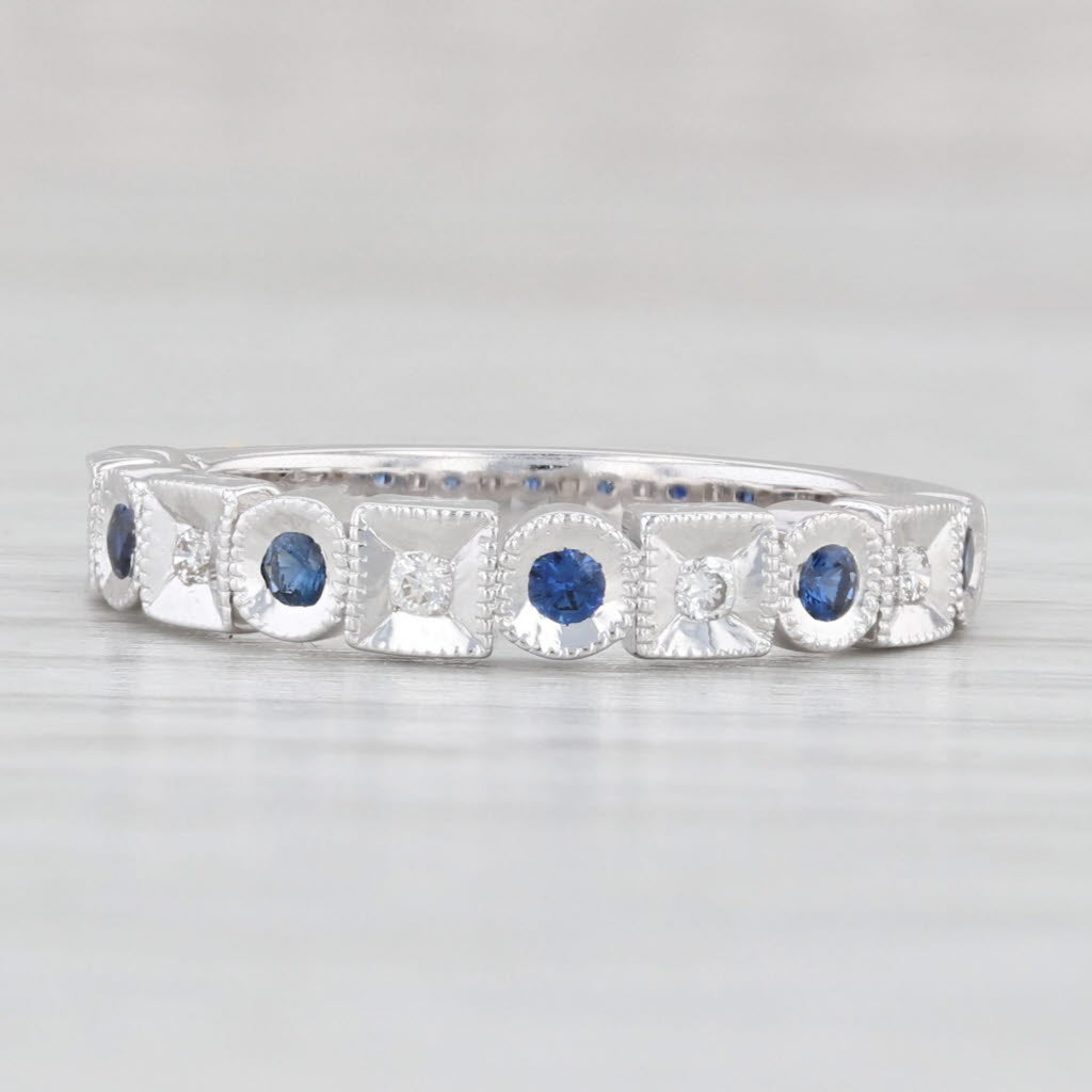 Light Gray New Coast 0.23ctw Diamond Blue Sapphire Band 14k Gold Size 6.5 Wedding Ring