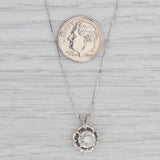 0.10ct Diamond Solitaire Pendant Necklace 14k White Gold Box Chain 17"