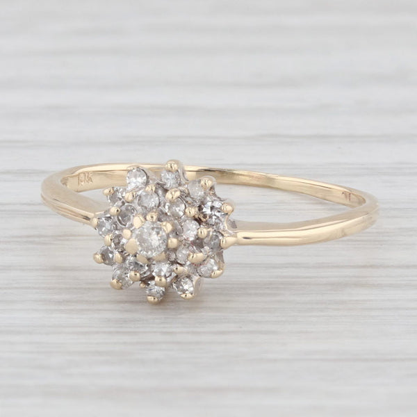 0.18ctw Round Diamond Cluster Engagement Ring 10k Yellow Gold Size 8.25