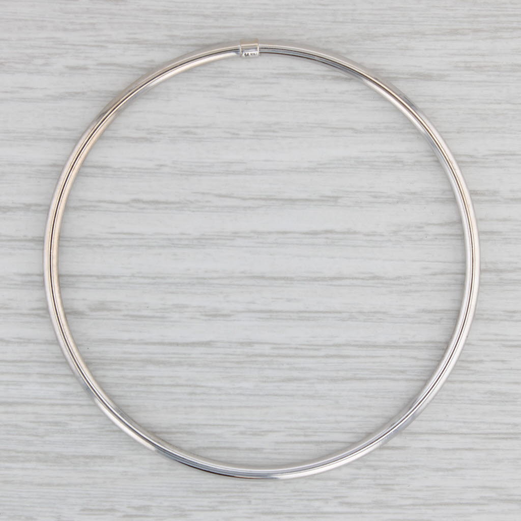 Light Gray Stackable Classic Bangle Bracelet 14k White Gold 8.5" 3mm