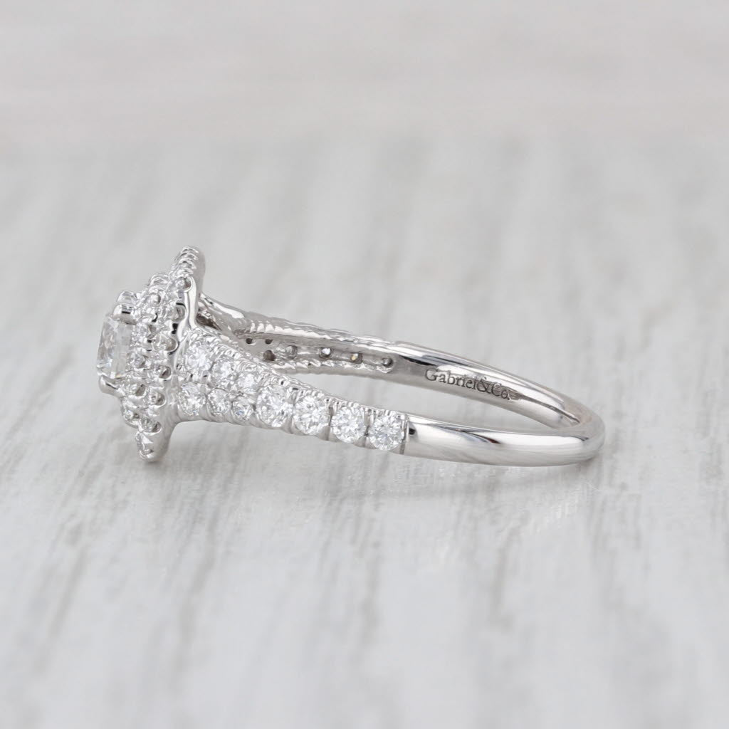 Gabriel & Co 1.05ctw Diamond Halo Engagement Ring 14k White Gold Size 7