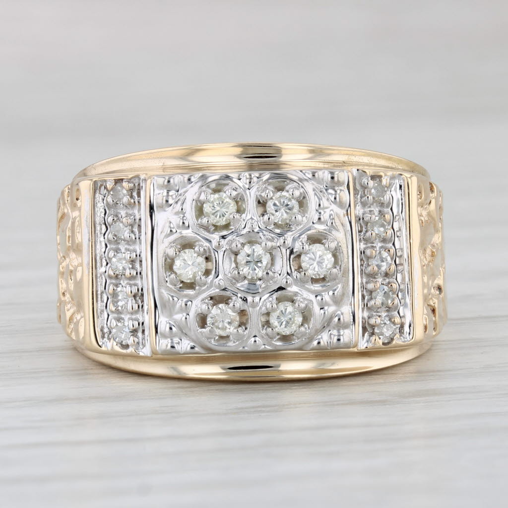 Light Gray Men's 0.25ctw Diamond Cluster Ring 10k Yellow Gold Size 10.25