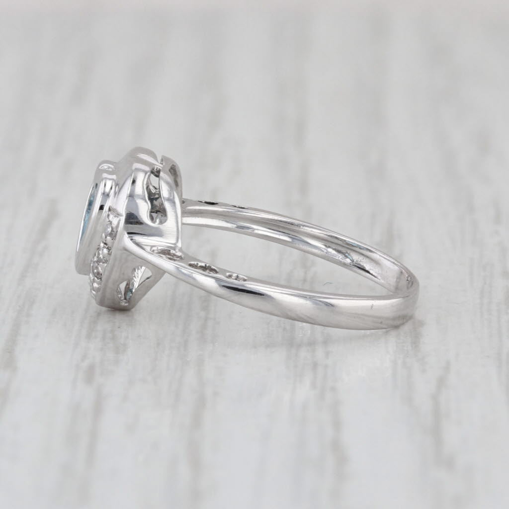 0.98ctw Blue Topaz Diamond Heart Ring 14k White Gold Size 5.5