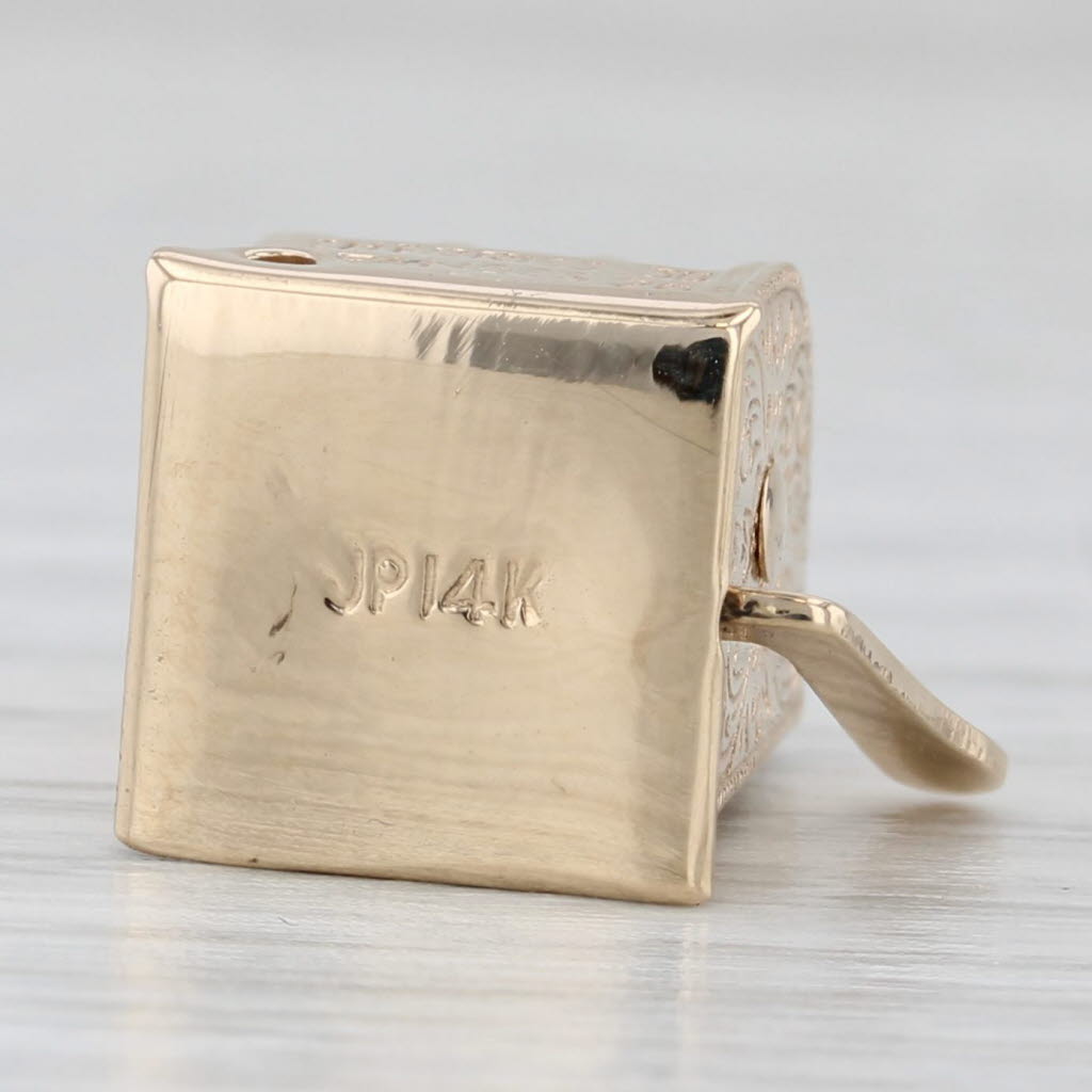 Gray Vintage Slot Machine Charm 14k Yellow Gold Vegas Souvenir Spins Arm Moves