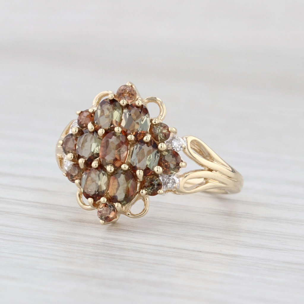 1.34ctw Andalusite Diamond Cluster Ring 10k Yellow Gold Size 7