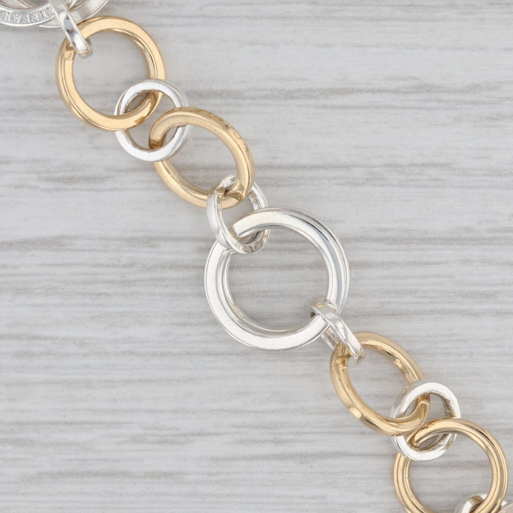 Gray Tiffany & Co Interlocking Circle Link Bracelet Sterling Silver 18k Gold 7.5"