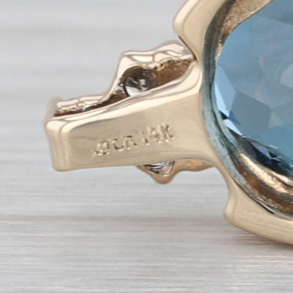 3.06ctw London Blue Topaz Diamond Pendant 14k Yellow Gold Small Drop