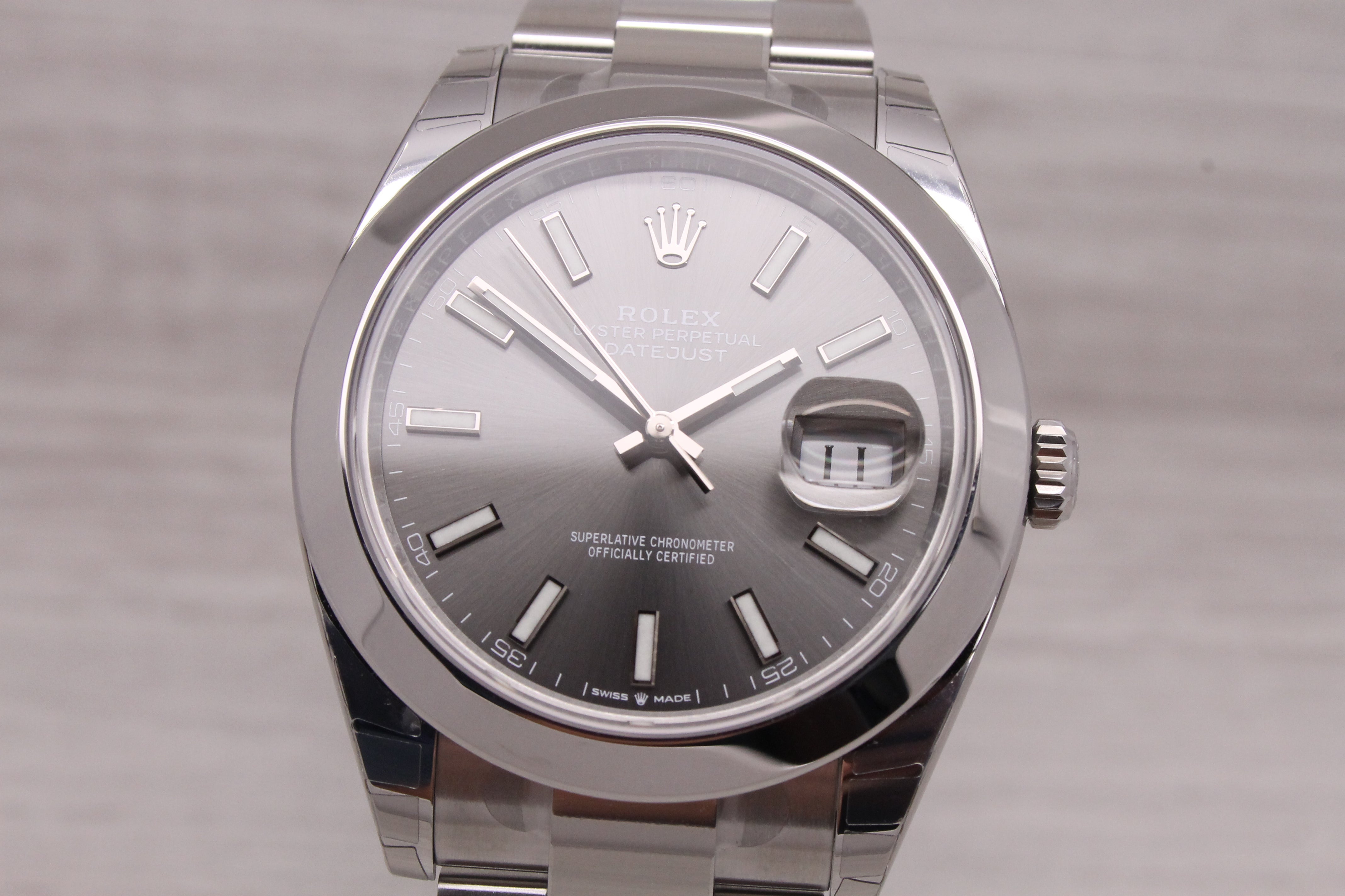 Dark Gray 2023 Rolex 126300 Men 41mm Steel Datejust Watch Box Card Papers Unworn Stickered