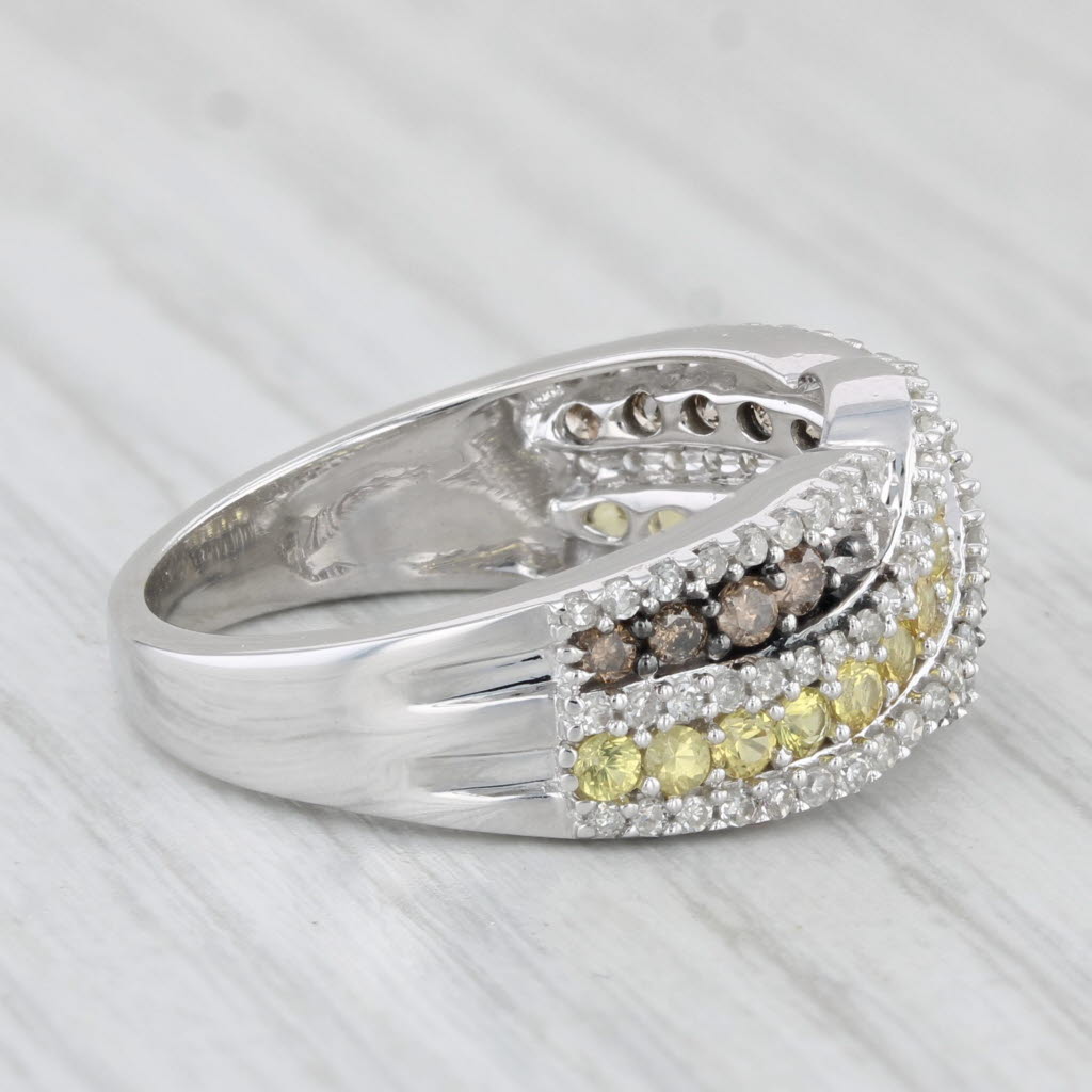 Light Gray 0.80ctw White Brown Diamond Yellow Sapphire Ring 14k Yellow Gold Size 7.25