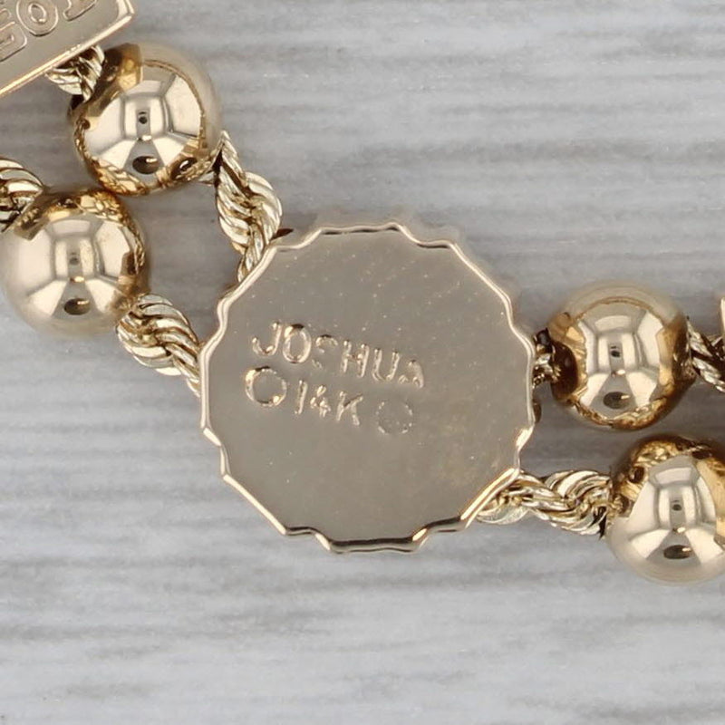 Vintage Joshua 0.32ctw Diamond Sapphire Ruby Slide Charm Bracelet 14k Gold 6"
