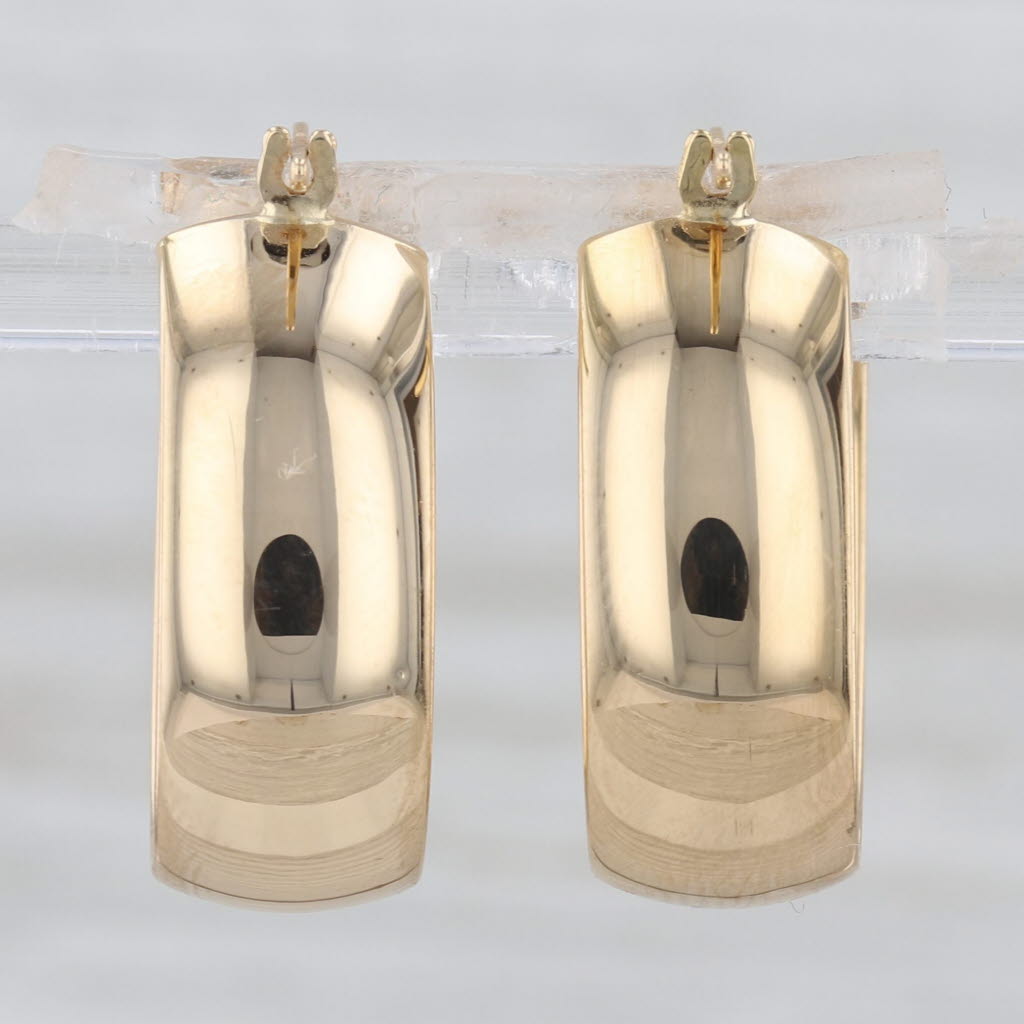 Oval Hoop Earrings 18k Yellow Gold Snap Top Milor Italy Snap Top Hoops
