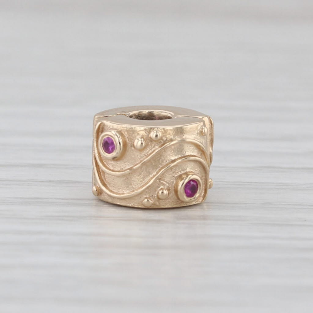 Pandora Babbling Brook Ruby Clip 750418RU 14k Yellow Gold Bead Charm