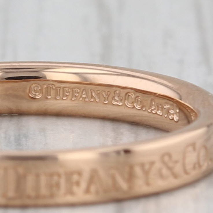 Tiffany & Co Flat Band 3P Diamond Stackable Ring 18k Rose Gold Elsa Peretti Sz 8
