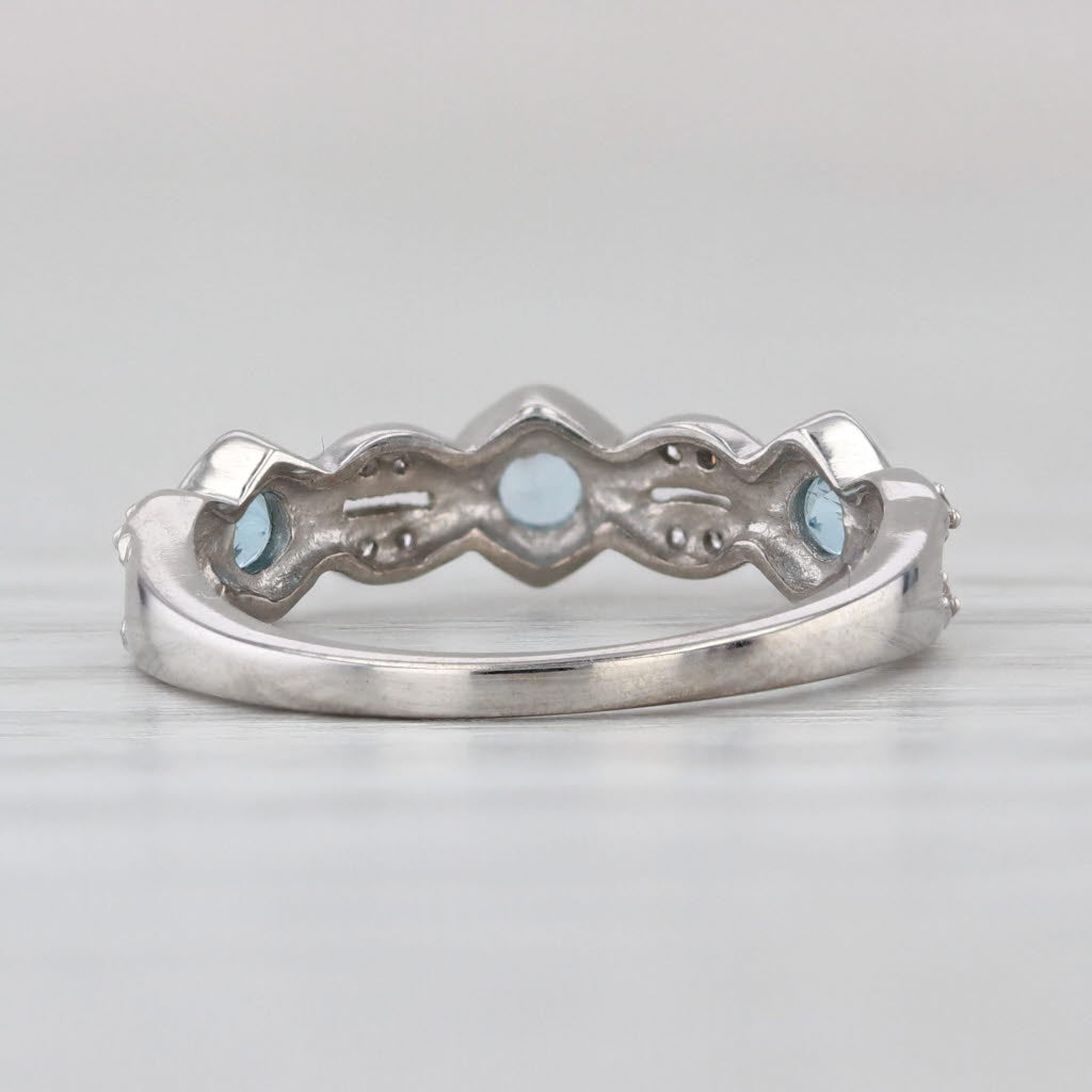 0.38ctw Aquamarine Diamond Ring 10k White Gold Size 5 Stackable