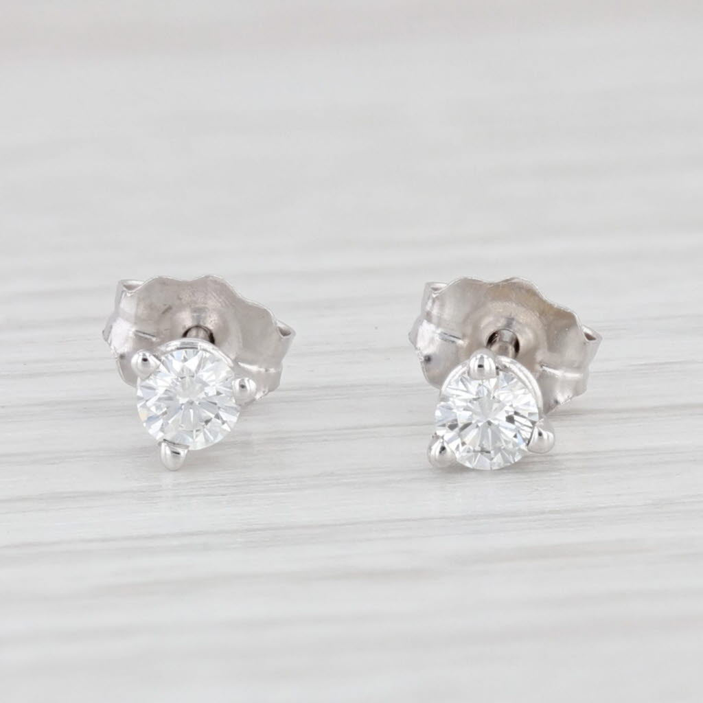 Light Gray New 0.19ctw VS2 Diamond Stud Earrings 14k White Gold Round Solitaire Studs