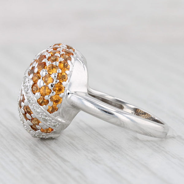 Light Gray 4.20ctw Orange Sapphire Diamond Heart Ring 18k White Gold Size 6.5 Cocktail