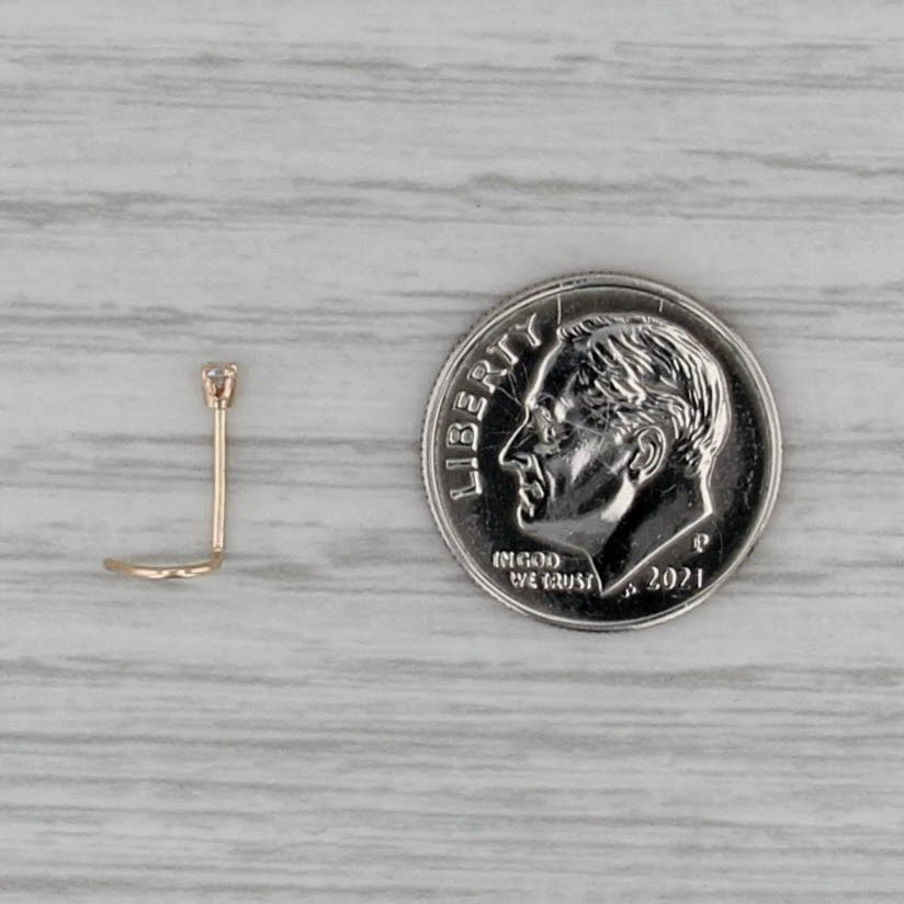 New Diamond Nose Piercing Stud 14k Yellow Gold Round Solitaire Curved Post